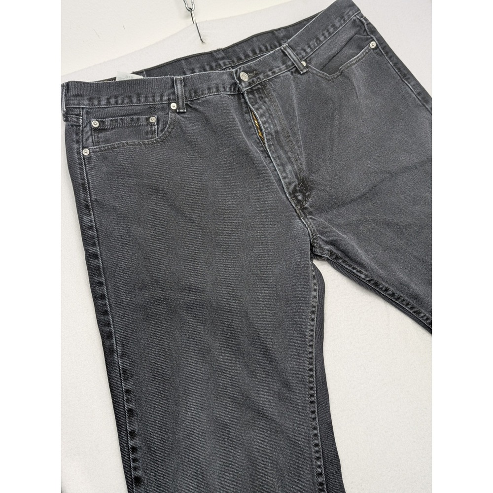 Levis 505 Regular Fit Jeans Mens 42x32 Faded Black Straight Leg Denim Vintage